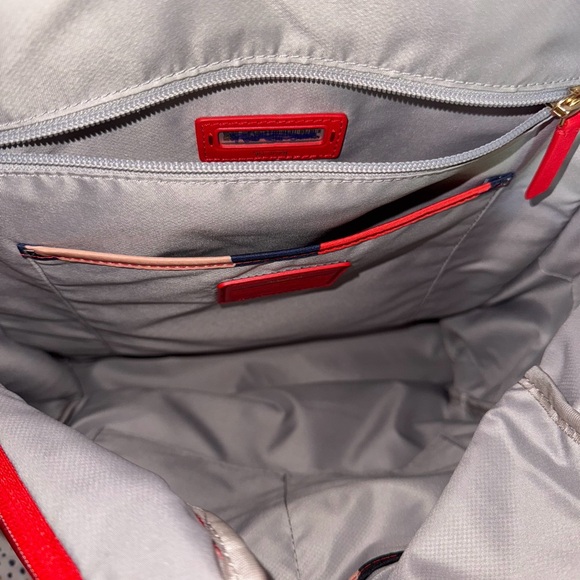 Tumi Red Voyageur Carson Backpack Gold Nylon Laptop Bag Travel NWOT - Picture 5 of 9